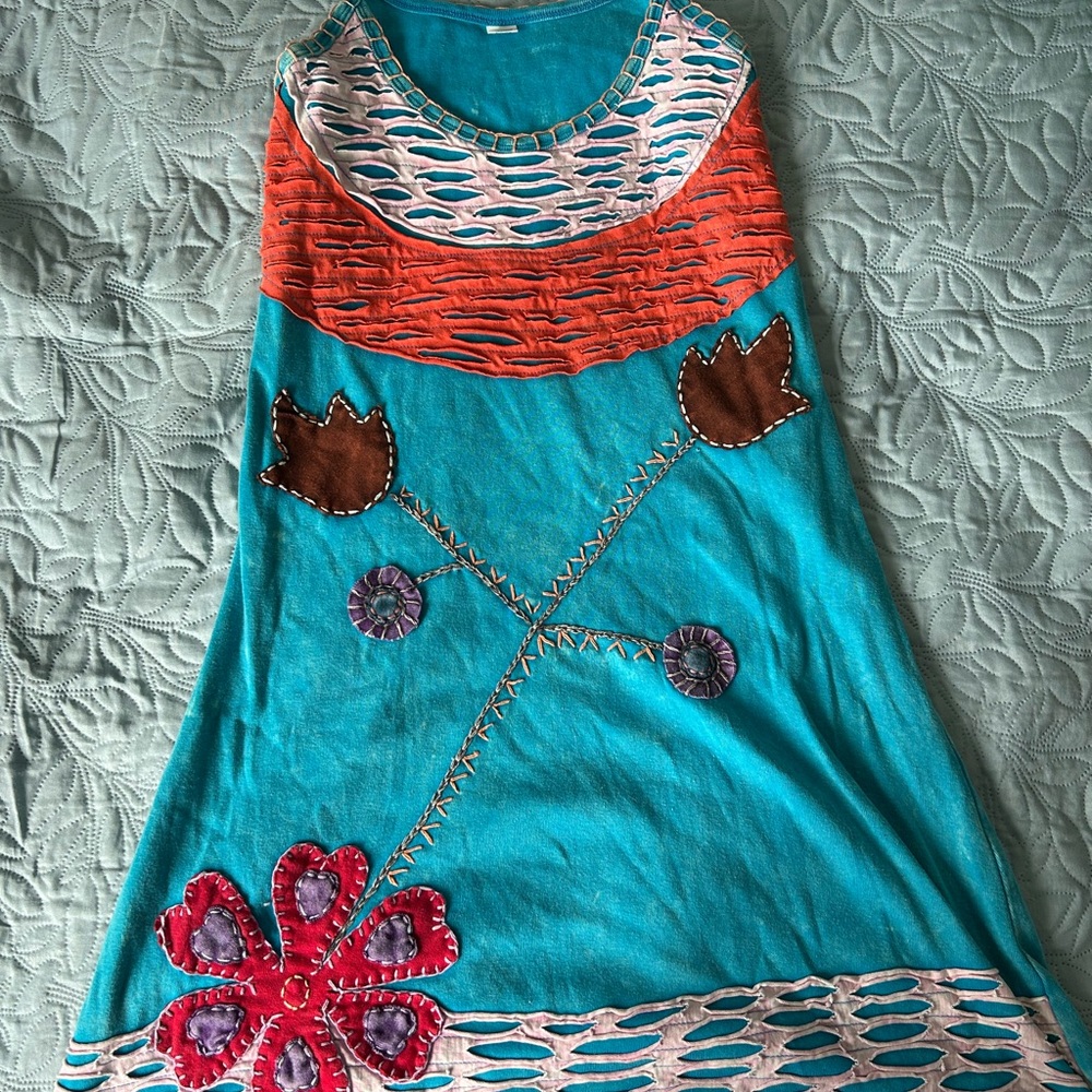Colorful Sleeveless Dress with Floral Design